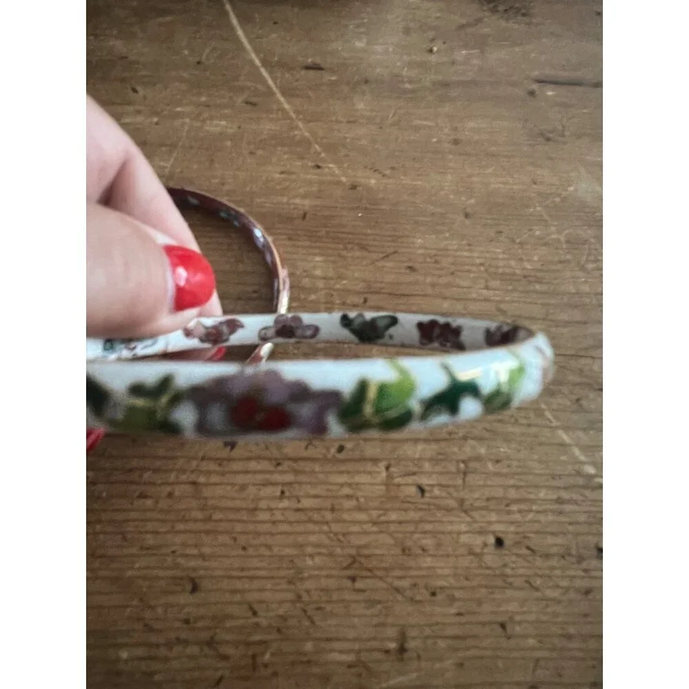 Vintage Cloisonne' Bangles White and red